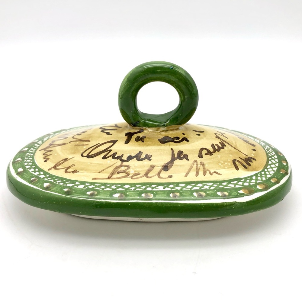 Italian Pottery Sugar Canister Zucchero With Lid Hand Painted Butterfly - Picture 6 of 13